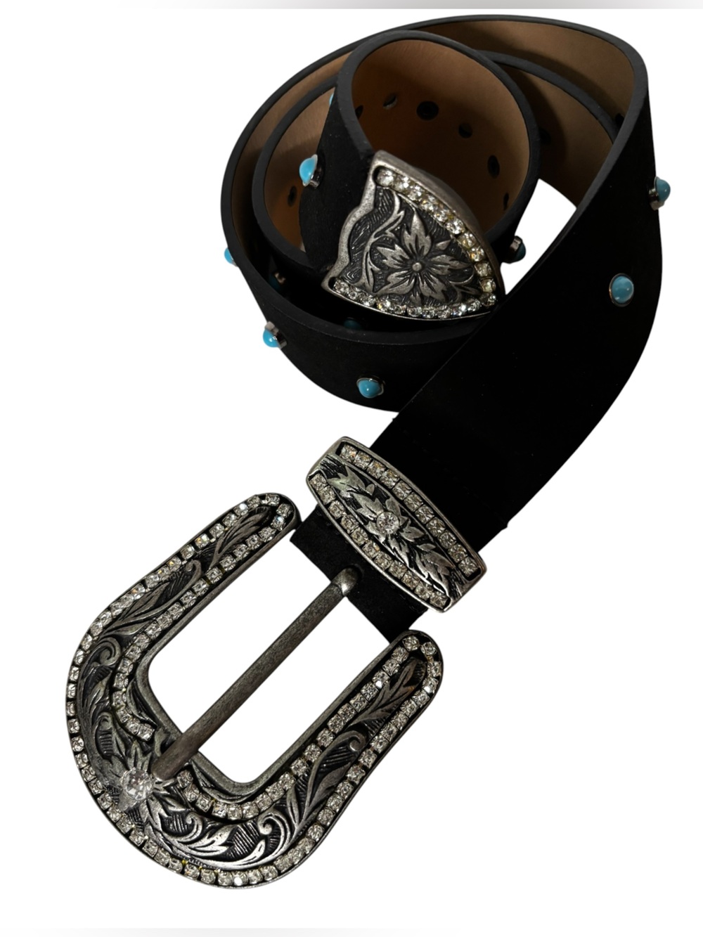 New Arrivals Suede Woman’s Western Belt Black with Bling Detail